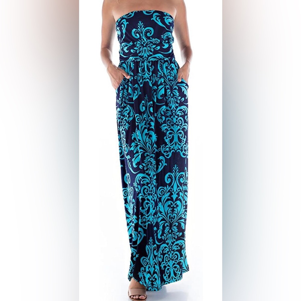 Betsy Red Couture Women's Ruched Strapless Soft Knit Maxi Dress (L)